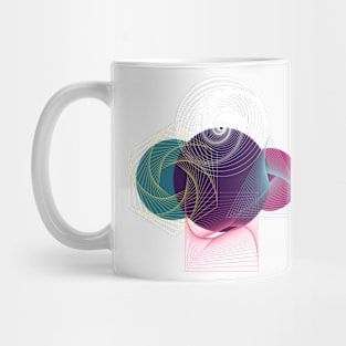 Futuristic neon spirals hexagons Mug